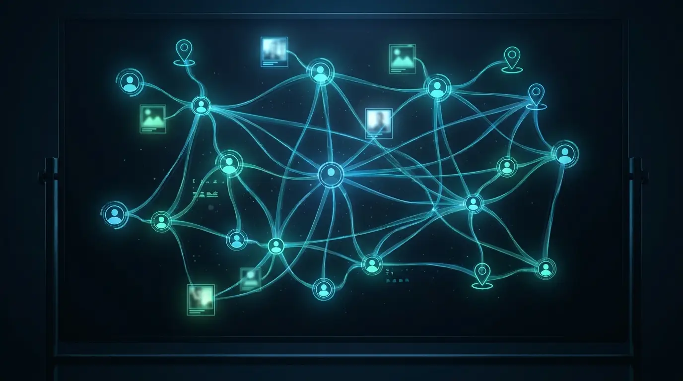 OSINT social media evidence investigation board used by journalists, showing archived posts and social media evidence trails for investigative reporting